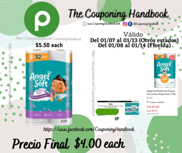 Angel Soft Bathroom Tissue, Fresh Lavender, Scented Tube, Mega Rolls, 2-ply por $4.00