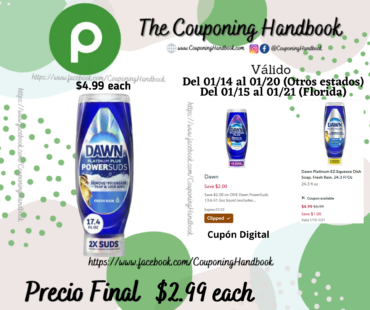 Dawn Dawn Platinum Plus PowerSuds Dish Soap, 17.4 oz. EZ-Squeeze Bottle por $2.99