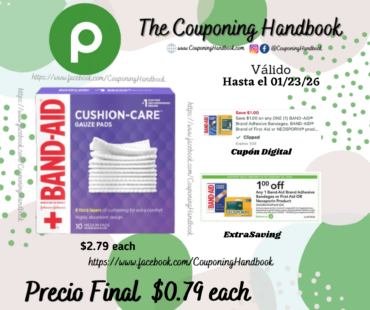 BAND-AID Cushion Care Gauze Pads por $0.79