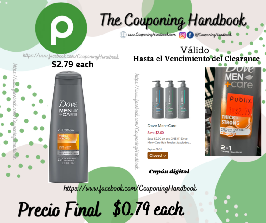 Dove Men+Care Shampoo + Conditioner 2 In 1 Thick & Strong – 12 Fl. Oz. por $0.79