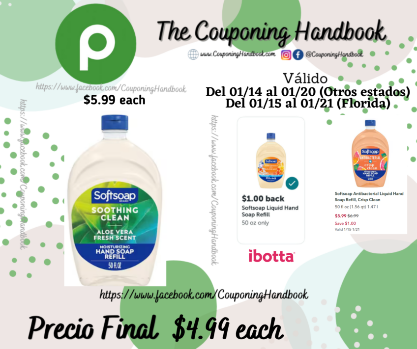 Softsoap Liquid Hand Soap Refill, Soothing Clean, Aloe Vera Fresh Scent por $4.99