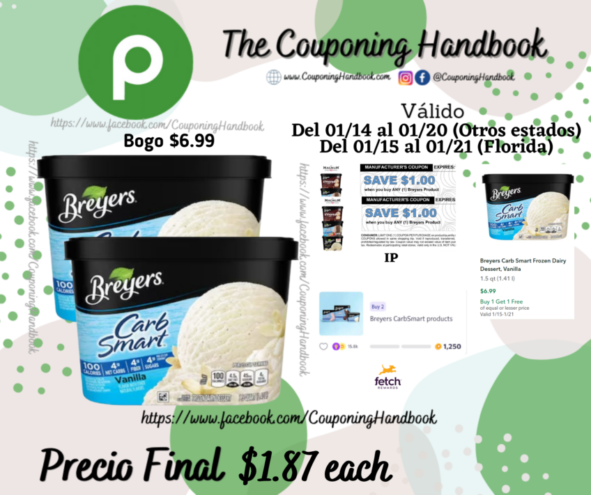Breyers Carb Smart Frozen Dairy Dessert, Vanilla por $1.87