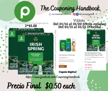 Irish Spring Original Clean Deodorant Bar Soap for Men por $0.50