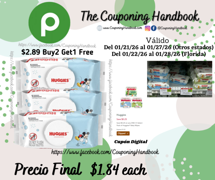 Huggies Simply Clean Wipes, Fresh Scent 64 wipes por $1.84