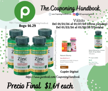 Nature’s Bounty Zinc, Immune Health, 50 mg, Tablets 100 tablets por $1.64