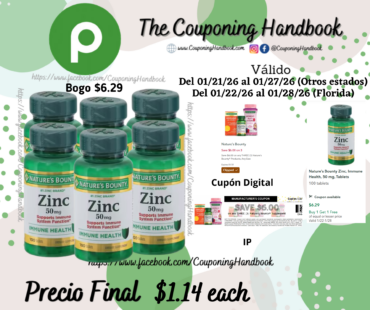 Nature’s Bounty Zinc, Immune Health, 50 mg, Tablets 100 tablets por $1.14
