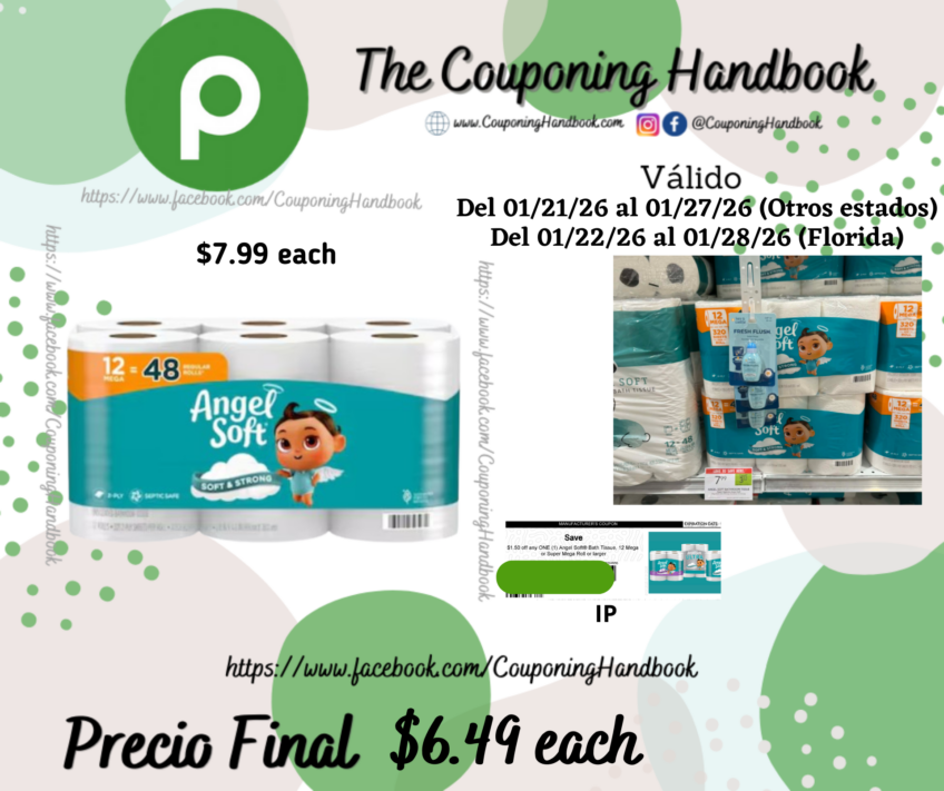 Angel Soft ANGEL SOFT® TOILET PAPER, 12 MEGA ROLLS por $6.49