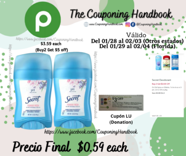 Secret Antiperspirant/Deodorant, Powder Fresh 1.6 oz por $0.59