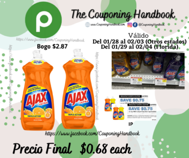 Ajax Ultra Triple Action Liquid Dish Soap por $0.68