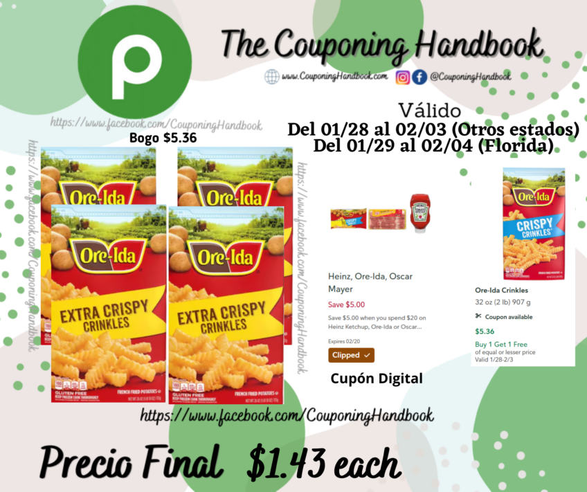 Ore-Ida Crinkles, Extra Crispy por $1.43