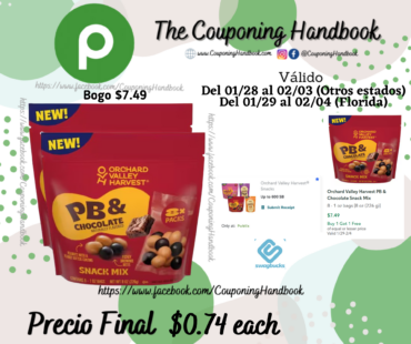 Orchard Valley Harvest PB & Chocolate Snack Mix por $0.74