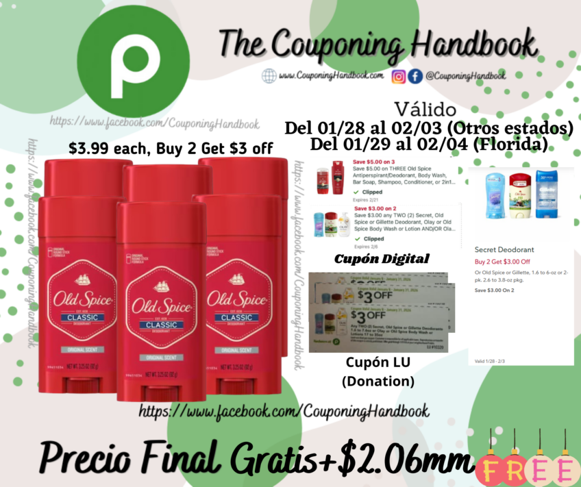 06 Old Spice Classic Original Scent Deodorant for Men, 3.25 oz Gratis