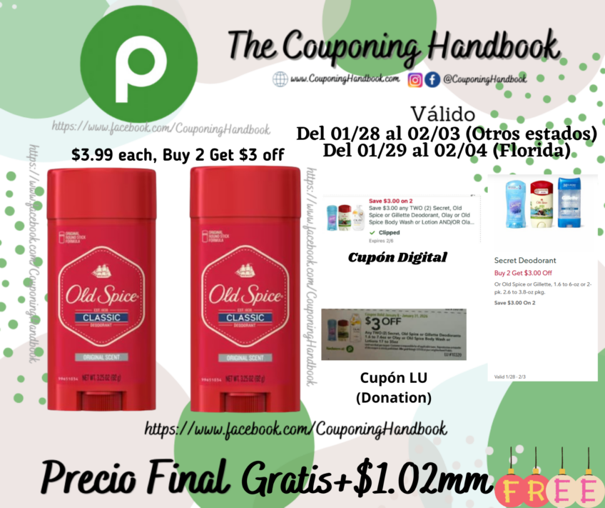 02 Old Spice Classic Original Scent Deodorant for Men, 3.25 oz Gratis