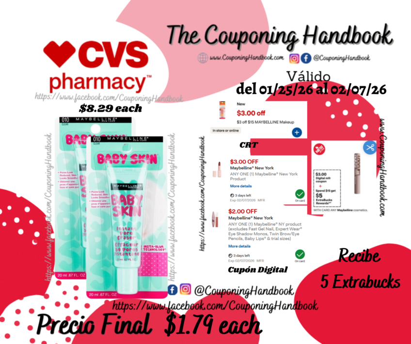 Maybelline Baby Skin Instant Pore Eraser Primer, 0.67 OZ por $1.79