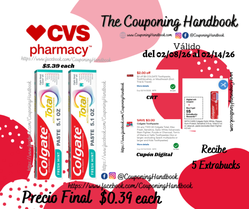 Colgate Total Active Prevention Toothpaste, Fresh Mint, 5.1 OZ por $0.39