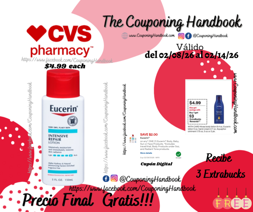 Eucerin Intensive Repair Very Dry Skin Lotion, 5 OZ Gratis