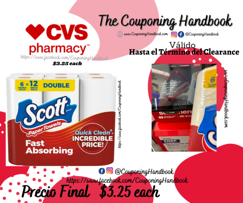 Scott Paper Towels, Choose-A-Sheet, 6 Double Rolls por $3.25