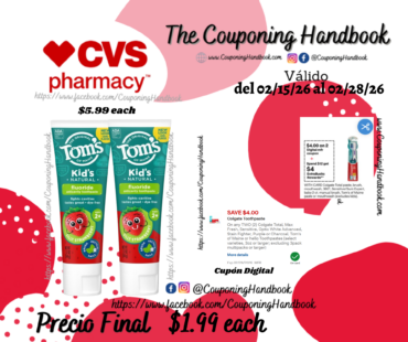 Tom’s of Maine Children’s Fluoride Toothpaste por $1.99