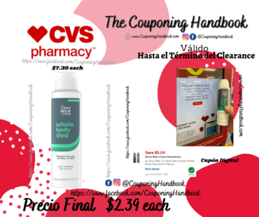 Dove Men+Care Whole Body Deodorant Dry Spray, Aloe & Bamboo, 4.0 OZ por $2.39