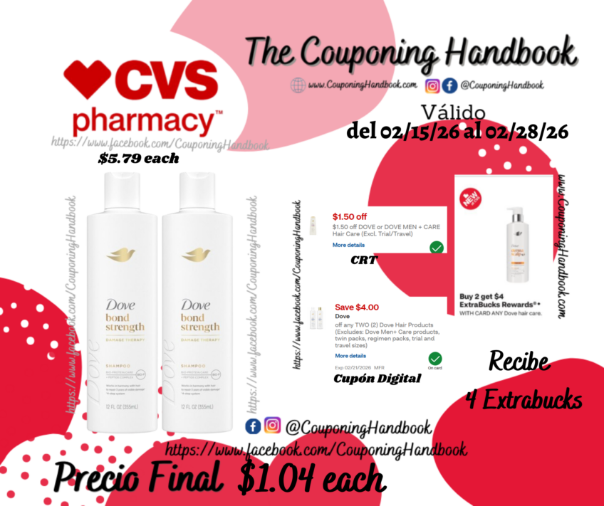 Dove Shampoo/conditioner 12 OZ por $1.04