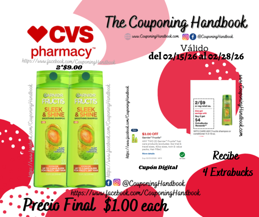 Garnier Fructis shampoo/Conditioner por $1.00