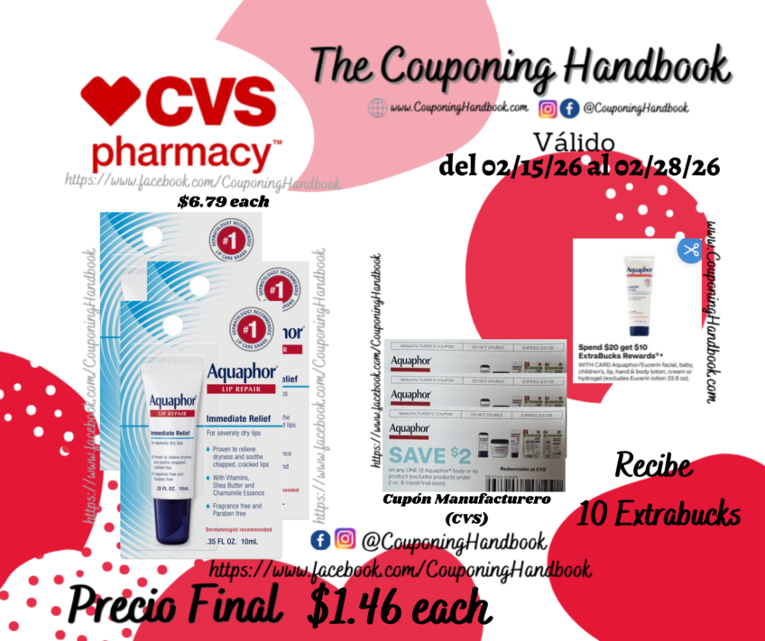 Aquaphor Lip Repair Immediate Relief Lip Balm por $1.46