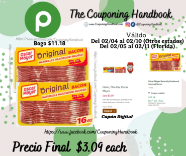 Oscar Mayer Naturally Hardwood Smoked Bacon 16 oz por $3.09