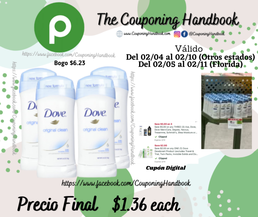 Dove Invisible Solid Antiperspirant Deodorant Stick por $1.36