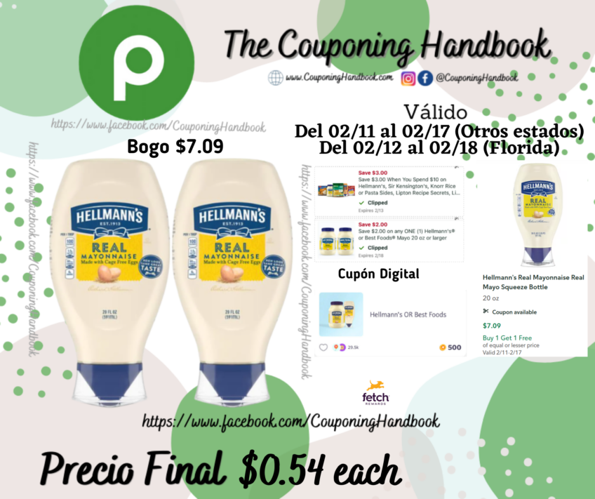 Hellmann’s Real Mayonnaise Real Mayo Squeeze Bottle 20 oz por $1.04