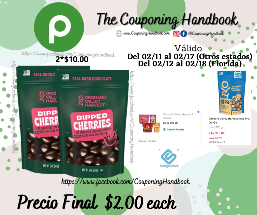 Orchard Valley Harvest Dipped Cherries por $2.00