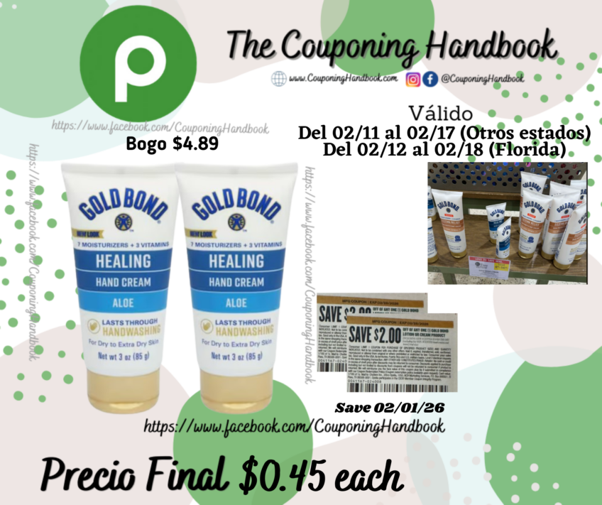 Gold Bond Hand Cream, Healing, Aloe por $0.45