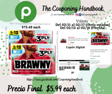 Brawny Pick-A-Size White 3-Ply Double Rolls Paper Towels 6 rolls por $5.99