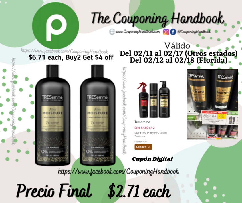 TRESemmé Shampoo/conditioner por $2.71