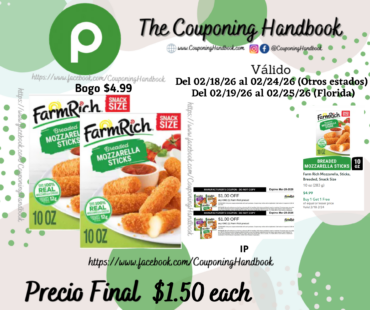 Farm Rich Mozzarella, Sticks, Breaded, Snack Size 10 oz por $1.50