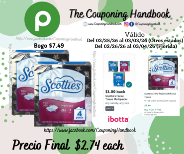 Scotties 3-Ply Triple Soft Facial Tissue por $2.74