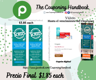 Tom’s Of Maine Rapid Relief Sensitive Natural Fluoride-Free Toothpaste 4 OZ por $1.85