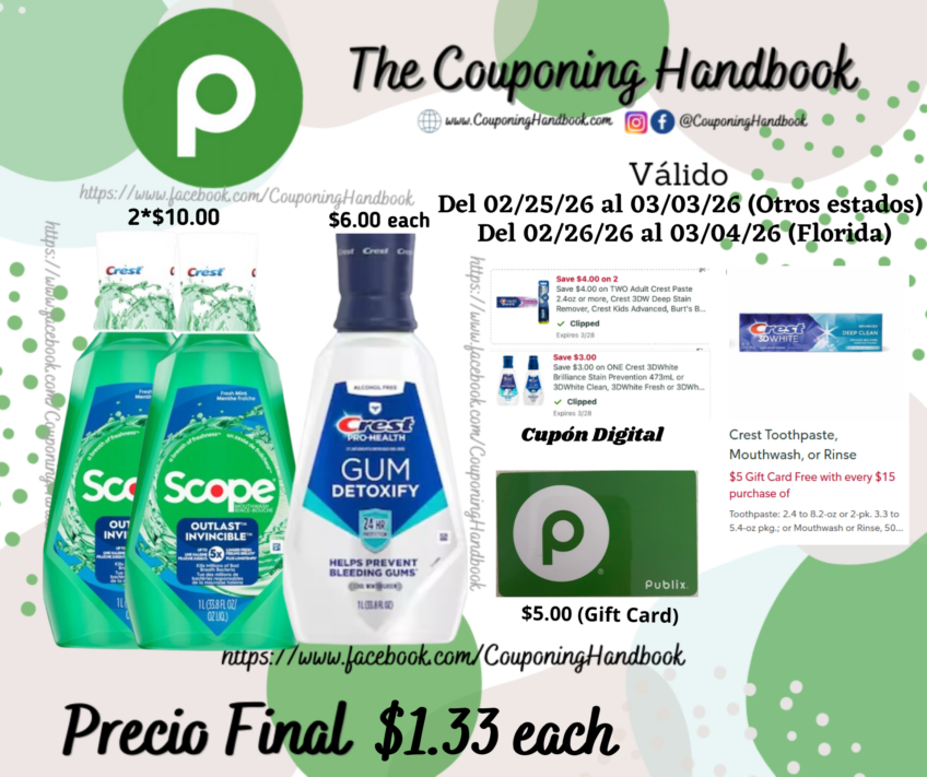 Crest Mouthwash por $1.33