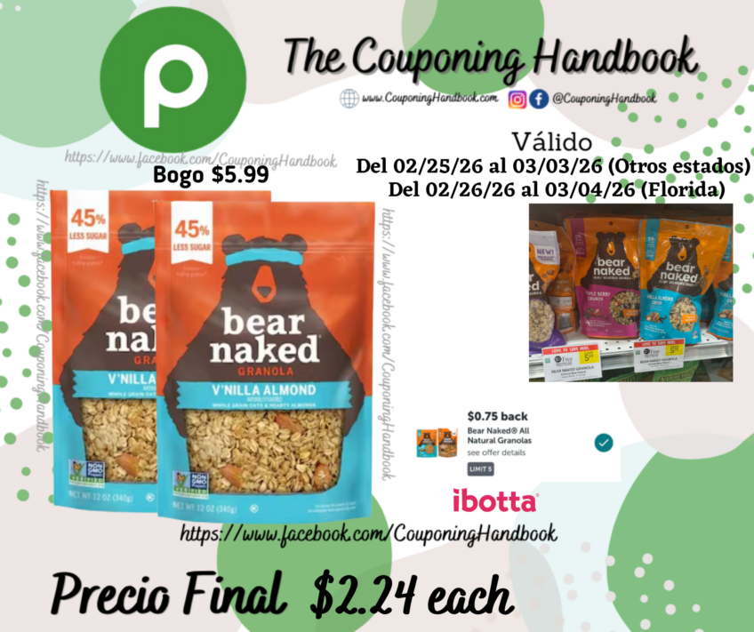 Bear Naked Granola, V’nilla Almond por $2.24