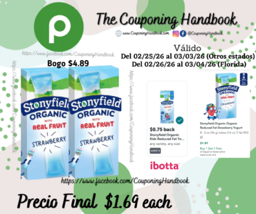 Stonyfield Organic Organic Reduced Fat Strawberry Yogurt por $1.69