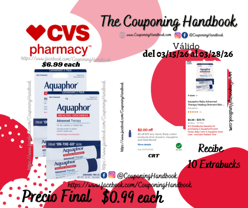 Aquaphor Advanced Therapy Healing Ointment Skin Protectant Tube, 0.35 OZ, 2CT por $