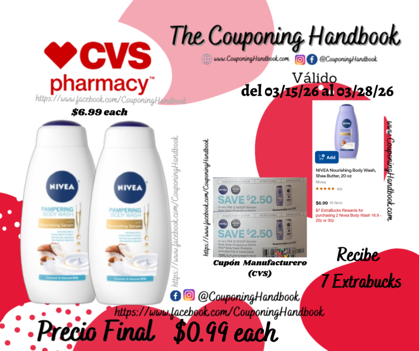 NIVEA Pampering Body Wash with Nourishing Serum 20 Ounces por $0.99