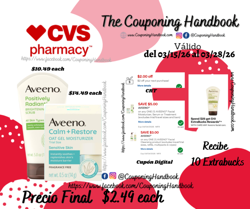 Productos Aveeno por $2.49