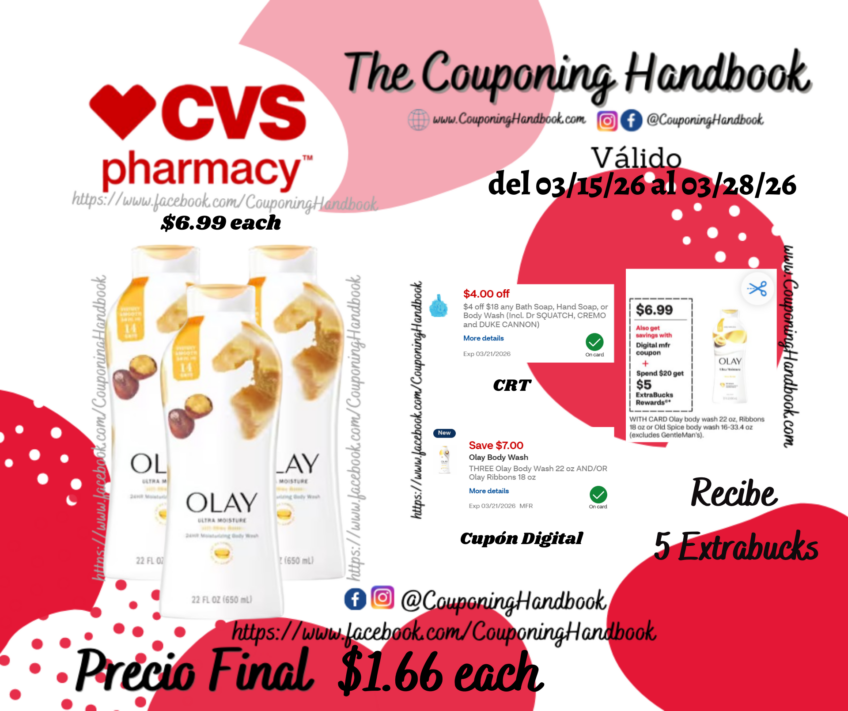 Olay Ultra Moisture Body Wash, 22 OZ por $1.66