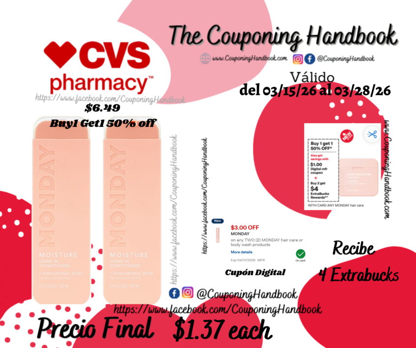 MONDAY Repair Leave-In Conditioner, 5.1 OZ por $1.37