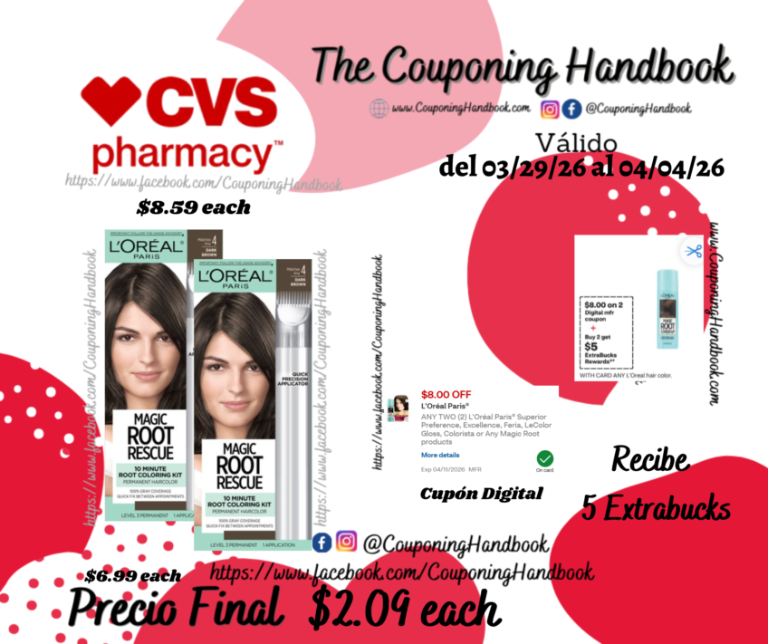 L’Oreal Paris Magic Root Rescue 10 Minute Root Hair Coloring Kit por $2.09