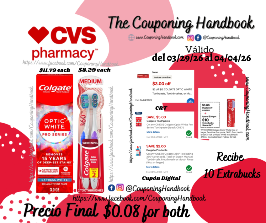 02 Productos Colgate Optic White por $0.08