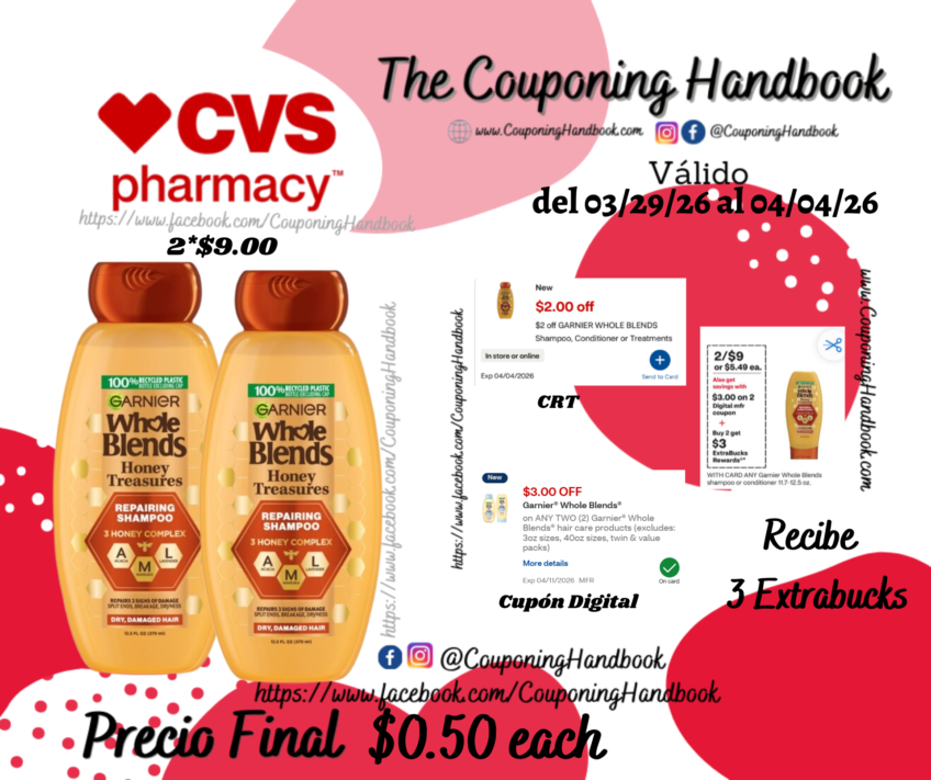 Garnier Whole Blends shampoo or conditioner por $0.50