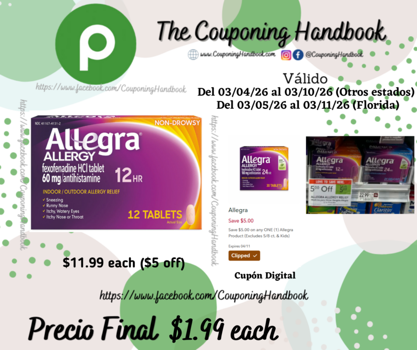 Allegra Allergy Relief, Indoor/Outdoor, 60 mg, Tablets 12 tablets por $1.99