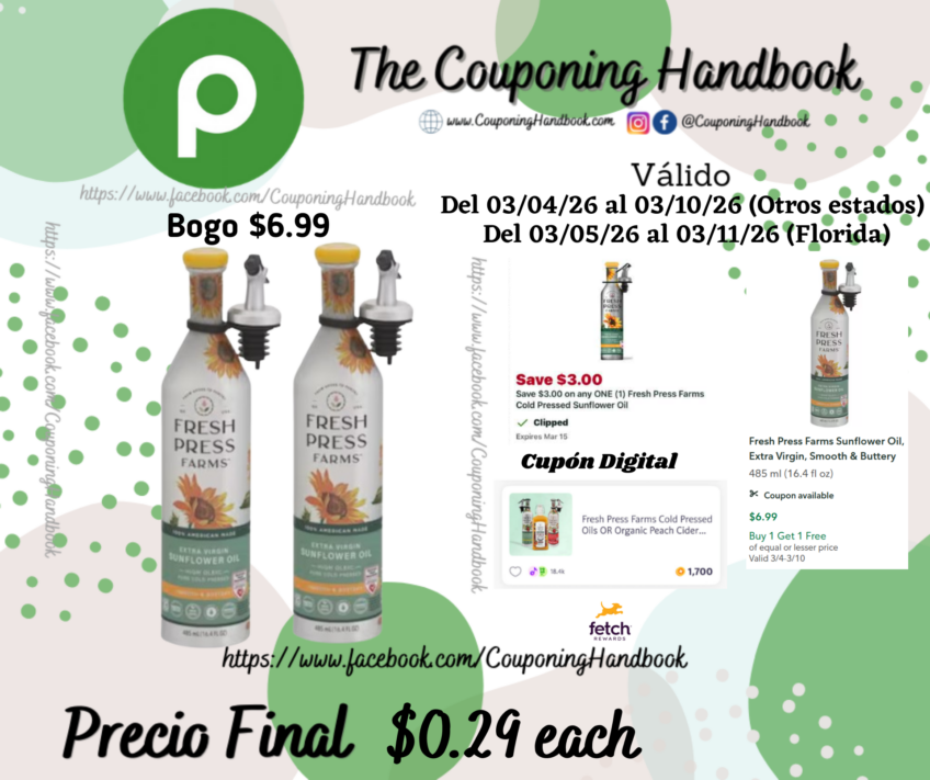 Fresh Press Farms Sunflower Oil, Extra Virgin, Smooth & Buttery por $0.29