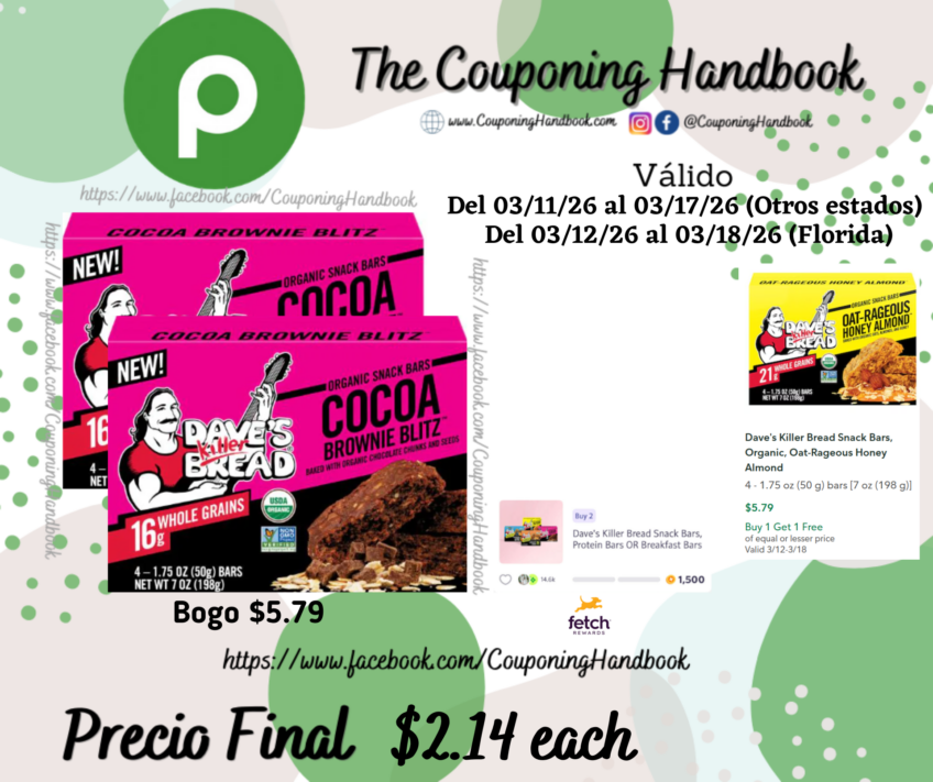 Dave’s Killer Bread Snack Bars, Organic por $2.14